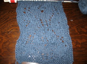 Lace Scarf in Blue Alpaca Fingering Weight